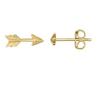 14K Yellow Gold Arrow Stud Earring
